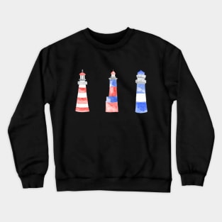 Watercolor Beach Lighthouses Crewneck Sweatshirt